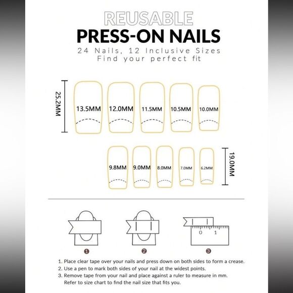 Y2K 24 Piece White French Tip Butterfly Rhinestone Square Press On Nails - Picture 6 of 9